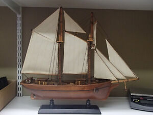Wooden Model Ship Schooner Sailing Vessel 20 1 2 Long X 17 3 4 Tall