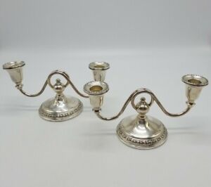 Frank M Whiting Sterling Silver Pair Of Weighted Candlesticks Talisman Rose 2022