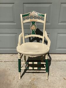 Antique Hand Painted Wooden Chair American Folk Art