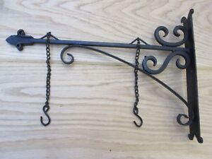 16 Black Hand Forged Iron Sign Board Hanging Bracket Shop Sign House Name
