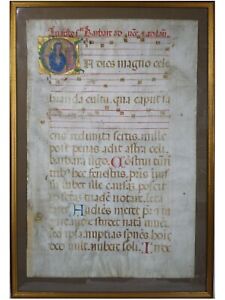 Large Illuminated Ferial Psalter Leaf With Miniature Of St Barbara C 1480