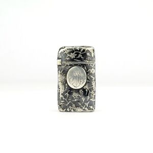 Antique French Solid Sterling Silver Niello Vesta Case Match Safe 