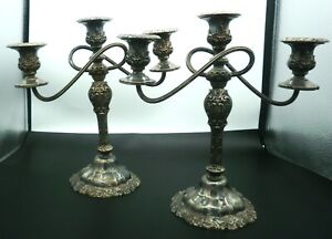 Vtg International Silver Company Pair Of Candelabras Countess Pattern Exquisite 