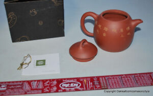 Chinese Yixing Zisha Teapot Clay China Ccci Small Handmade 2 Red Flowers Nib 
