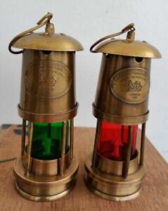 2 Unit Brass Minor Oil Lamp Antique Nautical Ship Lantern Maritime Boat Light