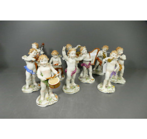 Set 10 German Schierholz Porcelain Marked Musician Figurine Angels Cherubs