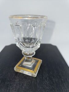 Antique French Liqueur Glass Pedestal W Gold Trim 3 