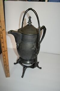 Antique 1854 Reed Barton Silver Tilting Ice Water Pitcher W Stand