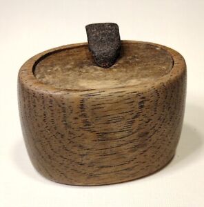 Old Wooden Snuff Box Small W Leather Pull 2 25x1 25 