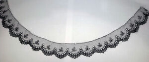 Black Mourning Funeral Trim Edging Vintage Antique Victorian Chantilly Lace 8