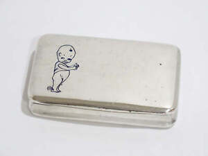 3 1 8 In 900 Silver Antique German Blue Enamel Clapping Baby Snuff Box