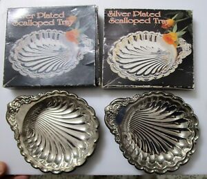 Lot Of 2 Silver Plated Scalloped Trays In Original Box 