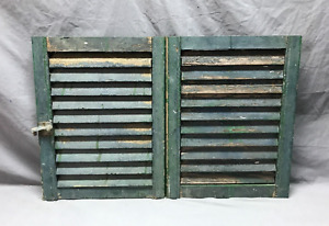 Pair Vtg Distressed Small 15x20 Antique House Wood Window Shutters Old 622 24b