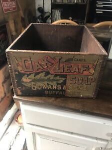 Oak Leaf Gowans Soap Box Crate Antique Rare Buffalo Ny Country Rustic Primitive