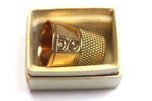 Gold Filled Sewing Thimble Simons Brothers Size 9 Sewing W Monogram Panels