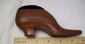 Antique Shoe Sewing Pin Cushion Wooden Ca 1900