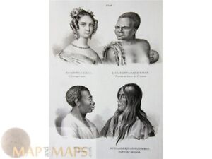Women Of Indian Europe Africa Tasmania Old Print Honegger 1850