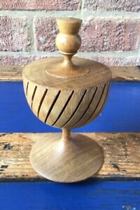 Wooden Ray Brown Turned Wood Treen Pomander Ash 13 Cm