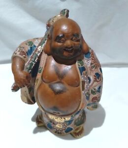 Antique Japanese God Kutani Satsuma Mariage Hotei Buddha Figurine Statue