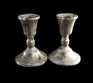 Vintage Weighted Sterling Silver 4 Candle Stick Holders Decorative