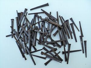 Lot Antique Hand Cut Square Head Nails Old Rusty Vintage Craft Carpenter