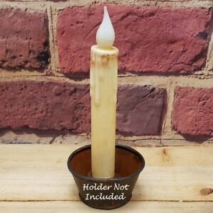 New Primitive Cream Timer Taper Led Candle Grungy Dusted 6 3 4 Rustic Country
