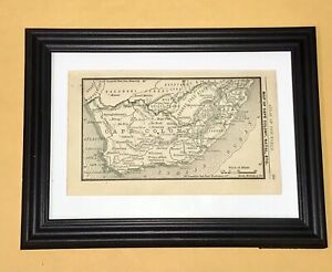 1883 Antique Historical Cape Colony Natal Map Framed Detailed Nice Gift