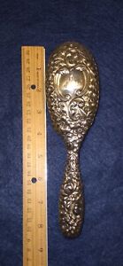 Fine Gorham Sterling Silver Repousse Floral Victorian Hair Brush