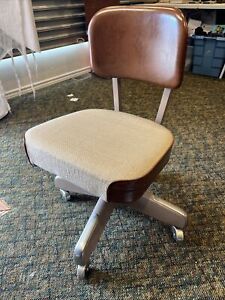 Industrial Art Steel Vintage Swivel Rolling Office Desk Chair Retro Heavy Brown