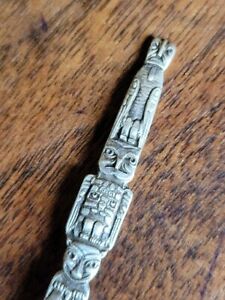 1950s Vintage Hh Tammen Sterling Silver Alaska Indian Totem Pole Demitasse Spoon