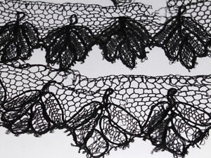 Black Mourning Funeral Lace Trim Edging Netting Vintage Antique Victorian 14