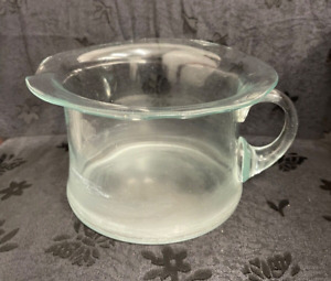 Antique Primitive Hand Blown Clear Glass Chamber Pot W Applied Handle Spout