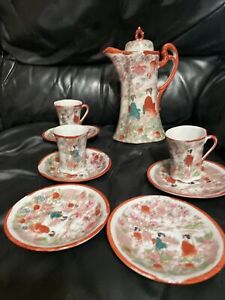 Japanese Porcelain Vintage Pitcher Coffee Tea Pot 5 3 Hand Painted