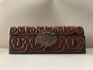 Chinese Lacquerware Hand Carved Exquisite Landscape Figure Box 15442