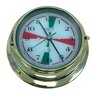 Wempe 20981 Marine Ship Clock Radio Room Brass 225mm X 70mm Tide Indicator