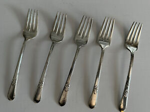 Set Of 5 Vintage Dinner Forks 1847 Rogers Bros Is Adoration Silverware