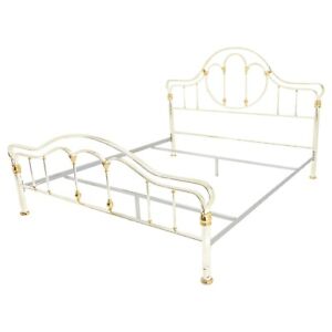 Brass Silver Plated King Size Hollywood Regency Bed Frame Rails Mid Century