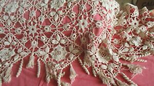 Beautiful Antique French Irish Crochet Lace Pelmet Bolster Cover Trim