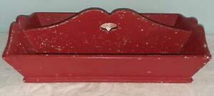 Vintage Utensil Caddy Old Red Paint Plenty Of Paint Chips 15x9x4 1 2 