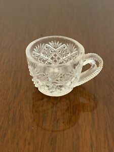 Vintage Petite Pressed Glass Cup With Handel 1 Salt Cellar