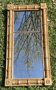 Antique Gold Gilt American Federal Empire Style Wall Mirror 32x16 