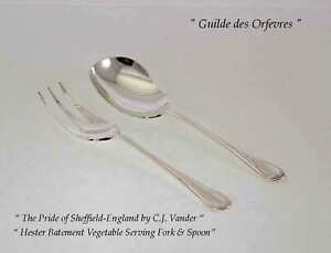 Finest Silver Plated Vegetable Serving Fork Spoon Hester Bateman