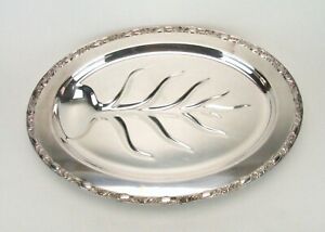 Wm Rogers Son Silverplate Footed Meat Tray Victorian Rose 1910 Nib