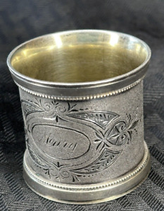 Antique Victorian Sterling Silver Napkin Ring Gold Wash