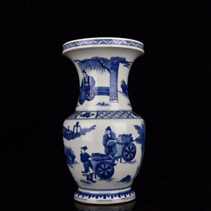 Chinese Blue White Porcelain Hand Painted Exquisite Figure Vase 19161