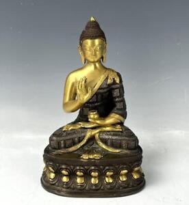 Chinese Antique Bronze Sculpture Gautama Buddha Signed Visvavajra Double Vajra 