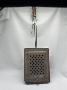 Metal Antique Stove Fire Popcorn Popper Rare W Wood Handle Bed Warmer
