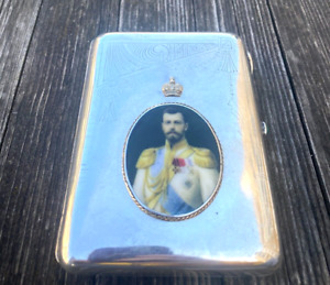 Imperial Era Faberge Silver 84 Solid Gold Cigarette Box Nicholas Ii