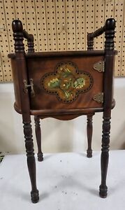 1920s Antique Wood Floral Cushman Smokers Humidor Stand 26 5 X 15 