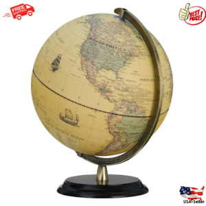 World Globe Illuminated Led With Stand Vintage Style Acrylic 16 Inch Yellow